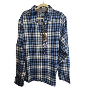 Eddie Bauer Mens Bristol Flannel Shirt Montauk Blue Plaid XXL Gorpcore Grunge